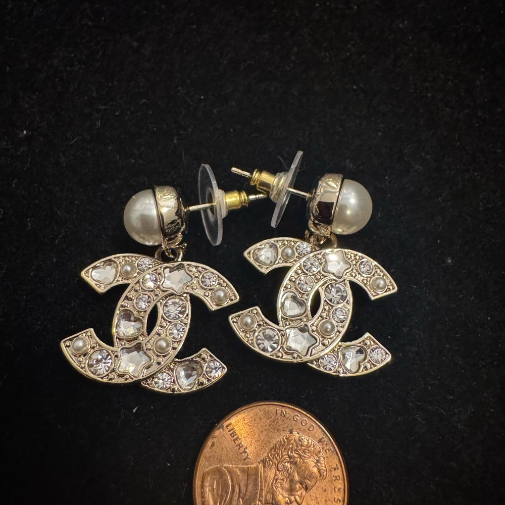 Chanel Gold and Silver CC Interlock Earrings - Picture 3 of 5